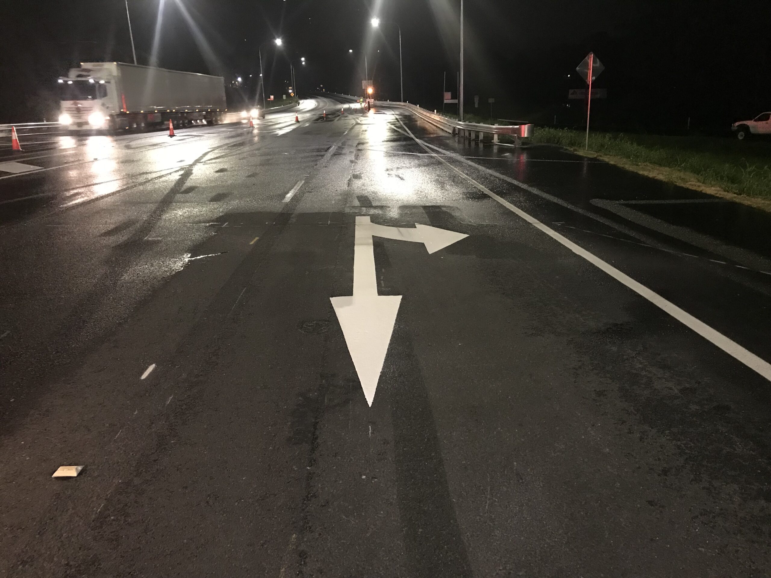 Linemarking completed post Road Drying